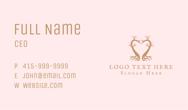 Pink Tree Heart Business Card Design Image Preview
