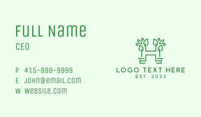 Letter H Leaf Business Card Image Preview