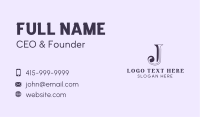 Jewelry Boutique Letter J Business Card Design