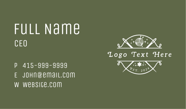 Craft Yarn Needle Business Card Design Image Preview