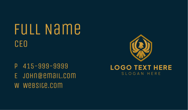 Golden Eagle Shield Business Card Design Image Preview