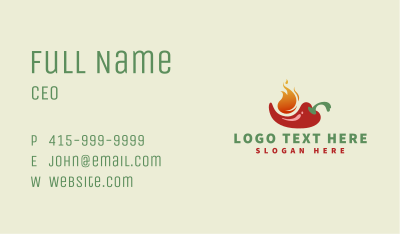 Flaming Spicy Chili  Business Card Image Preview