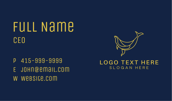 Golden Swimming Whale Business Card Design Image Preview