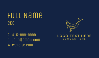 Golden Swimming Whale Business Card Image Preview