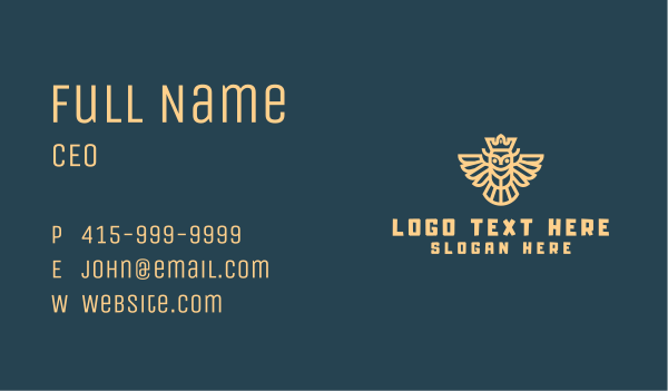 Crown Owl Wings Business Card Design Image Preview