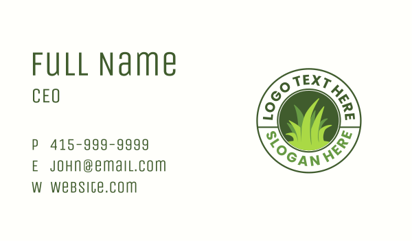 Green Grass Badge Business Card Design Image Preview