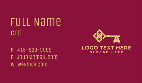 Golden Luxury House Key Business Card Design Image Preview