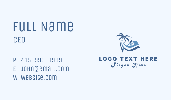 Beach Island House Business Card Design Image Preview