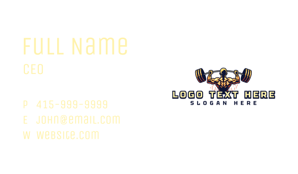 Strong Men Barbell Business Card Design Image Preview