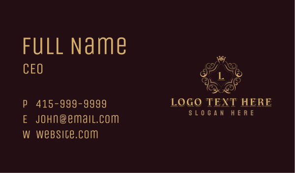 Ornamental Crown Royalty Business Card Design Image Preview