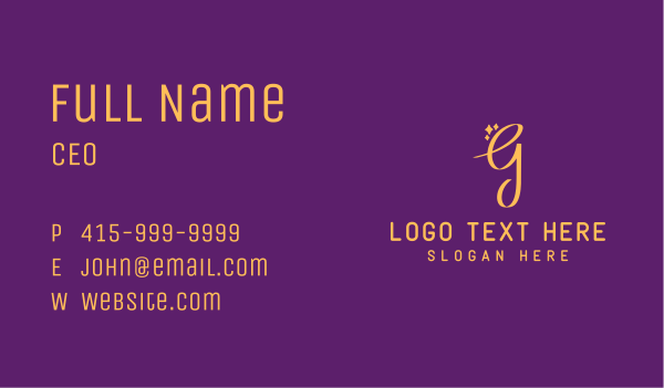 Gold Sparkle Letter G Business Card Design Image Preview
