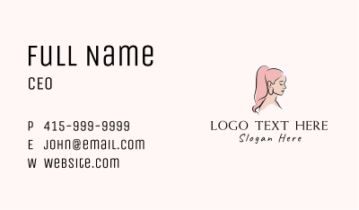 Pink Ponytail Girl Business Card Image Preview
