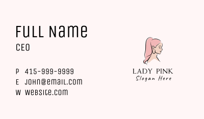 Pink Ponytail Girl Business Card Image Preview