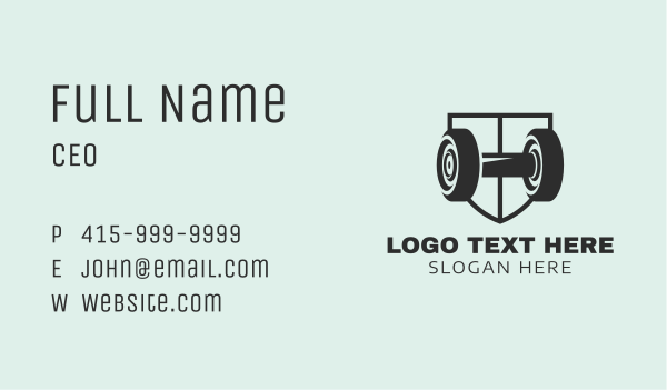 Fitness Barbell Shield  Business Card Design Image Preview