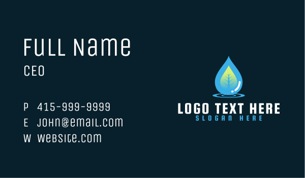 Water Droplet Leaf Business Card Design Image Preview