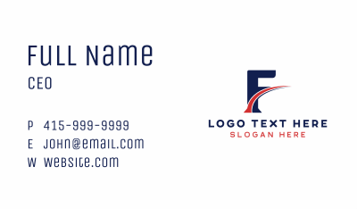 Fast Courier Swoosh Letter F Business Card Image Preview