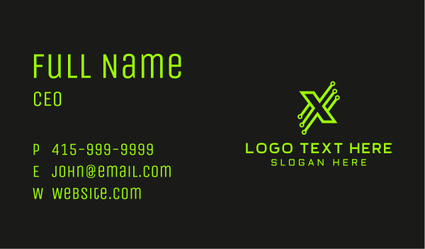 Neon Gaming Tech Letter Business Card Design Image Preview