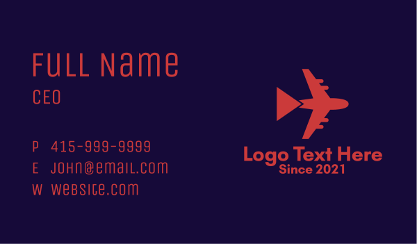 Airplane Travel Tour  Business Card Design