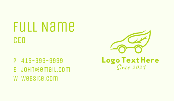 Eco Friendly Car  Business Card Design Image Preview