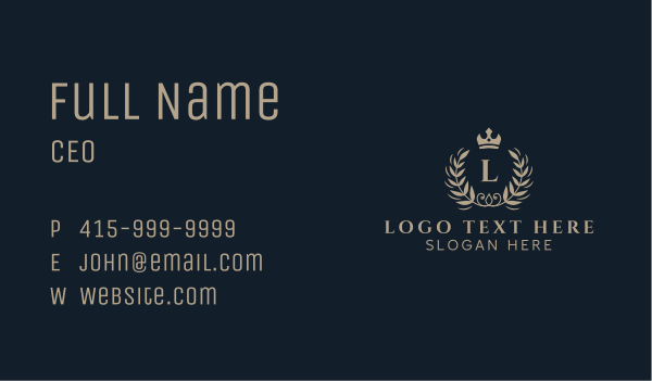 Fancy Laurel Crown Emblem  Business Card Design Image Preview