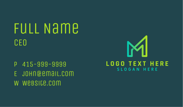 Green Software Letter M Business Card Design Image Preview