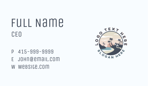 Ocean Palm Tree Beach Business Card Design Image Preview