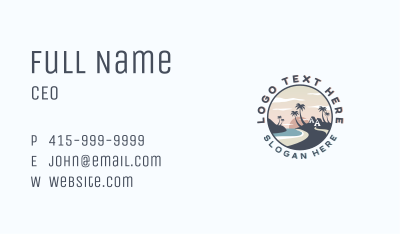 Ocean Palm Tree Beach Business Card Image Preview
