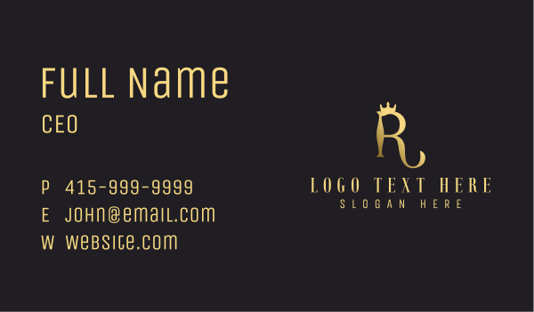 Regal Crown Letter R Business Card Design Image Preview