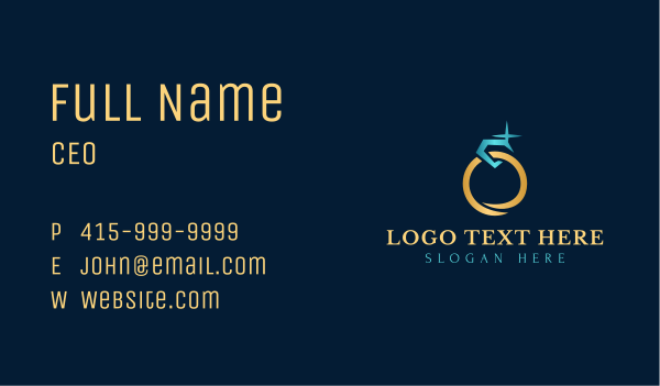 Sparkling Diamond Gold Ring Business Card Design Image Preview