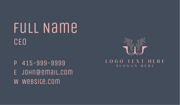 Organic Floral Letter W Business Card Design Image Preview