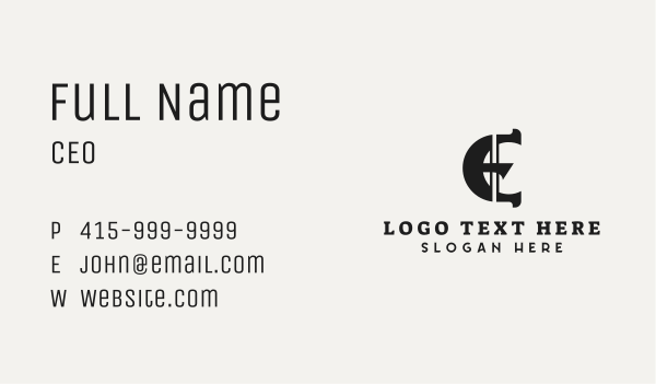 Gothic Biker Letter E  Business Card Design Image Preview