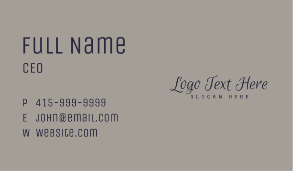 Deluxe Script Calligraphy Business Card Design Image Preview