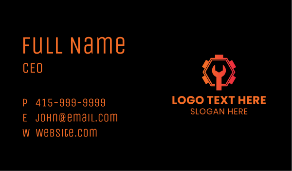 Gradient Wrench Tool Business Card Design Image Preview