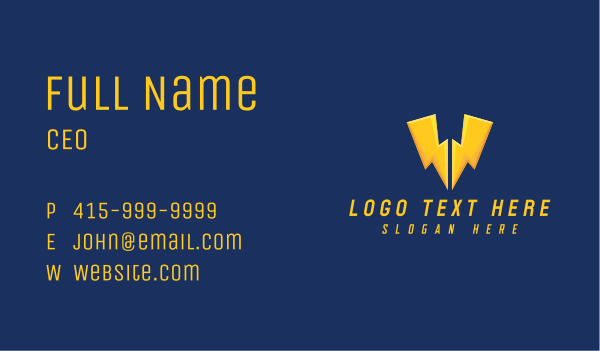Double Bolt Letter W Business Card Design Image Preview