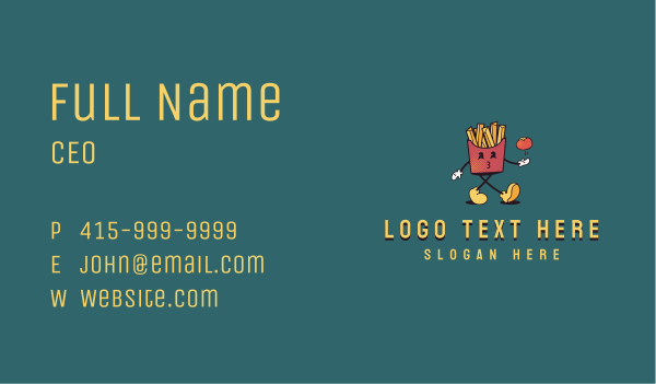 Retro French Fries Character Business Card Design Image Preview