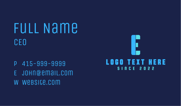 Electronics Letter E Business Card Design Image Preview