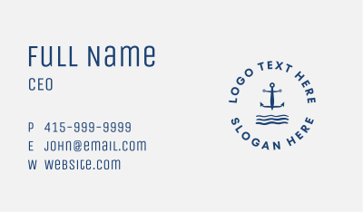 Anchor Ocean Waves Business Card Image Preview