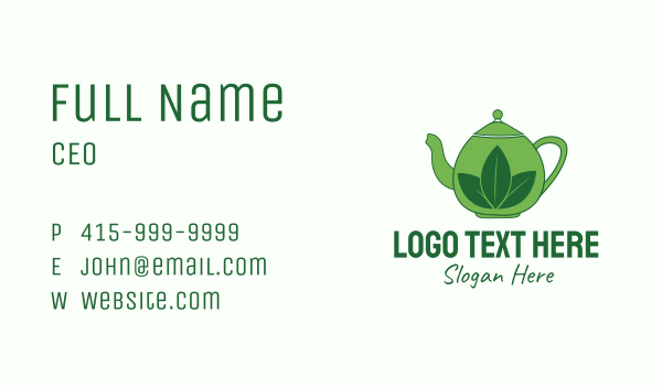 Green Tea Pot Business Card Design Image Preview