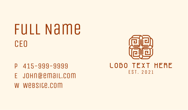 Tribal Mayan Flower Business Card Design Image Preview