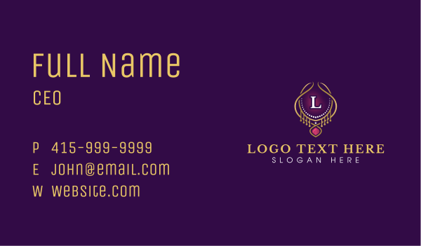 Luxury Necklace Jewelry Business Card Design Image Preview