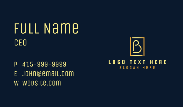 Golden Monogram Letter B Business Card Design Image Preview