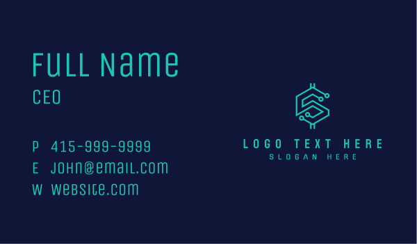 Tech Circuit Letter S Business Card Design Image Preview