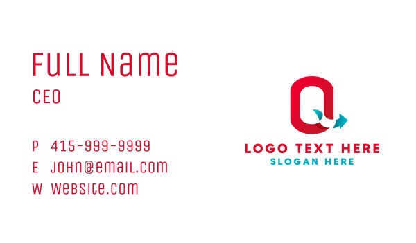 Professional Arrow Letter Q Business Card Design Image Preview