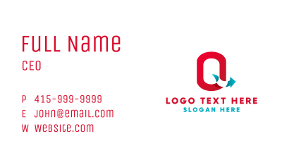 Professional Arrow Letter Q Business Card Image Preview