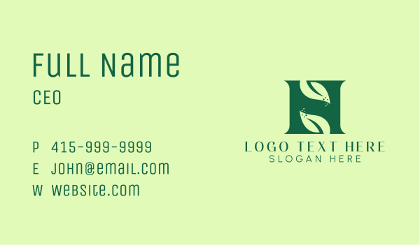 Green Herbal Letter H Business Card Design Image Preview