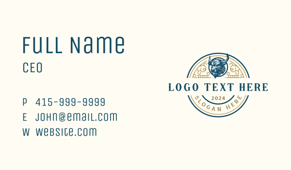 Ox Bull Horns Business Card Design Image Preview