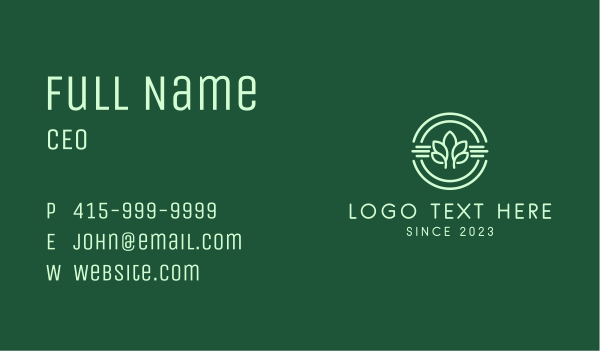 Organic Plant Badge  Business Card Design Image Preview