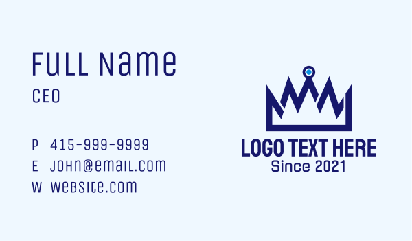 Blue Digital Crown  Business Card Design Image Preview