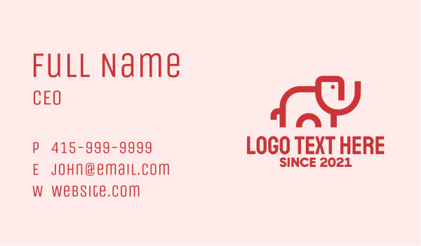 Red Elephant Outline  Business Card Design Image Preview