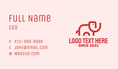 Red Elephant Outline  Business Card Image Preview